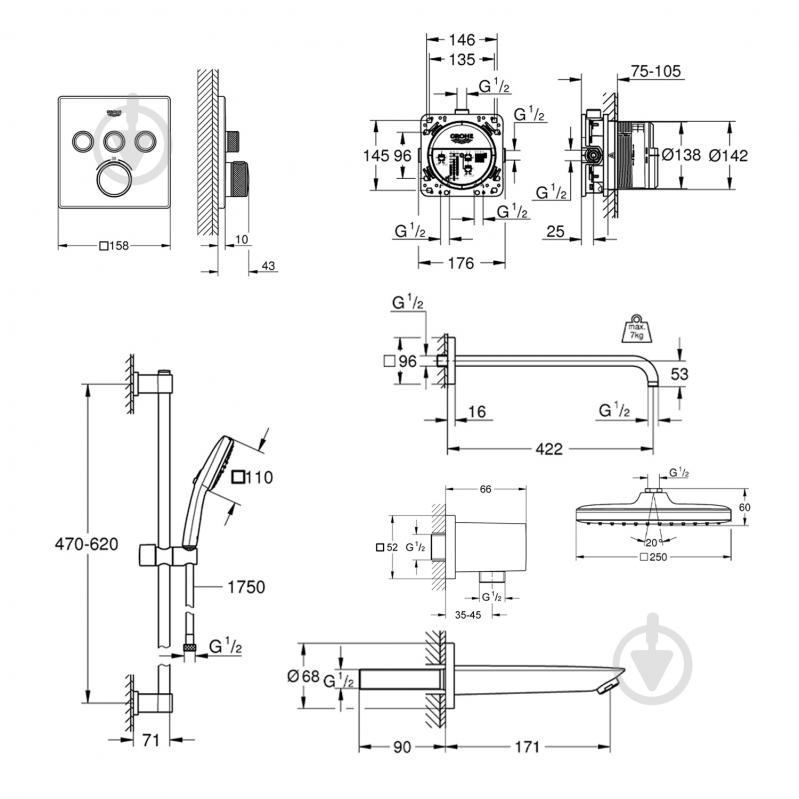 Душова система прихованого монтажу Grohe QuickFix SmartControl UA202801C3 - фото 2