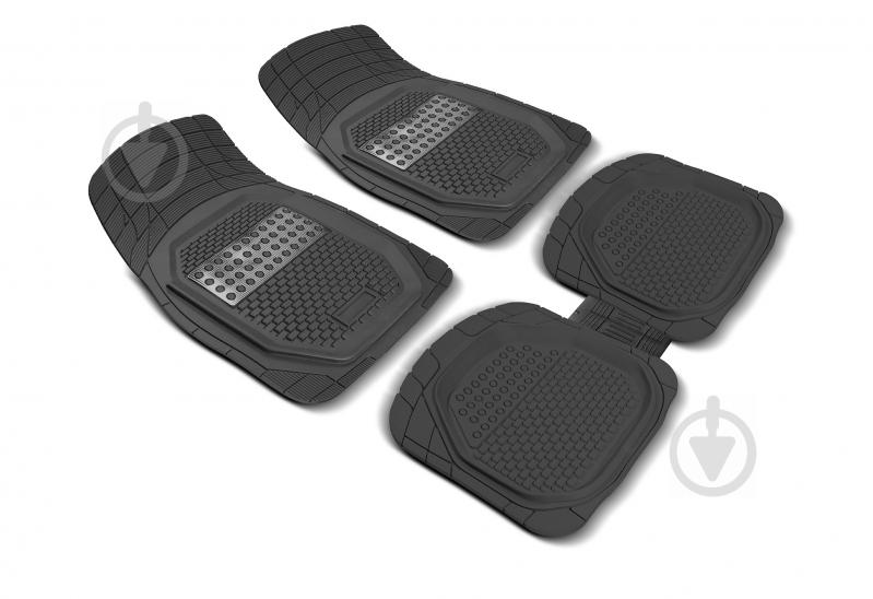 Набор ковриков Butik.car mats. WICKER CAR MATS CHROME CARBON автомобильных 4 шт. универсальные - фото 1