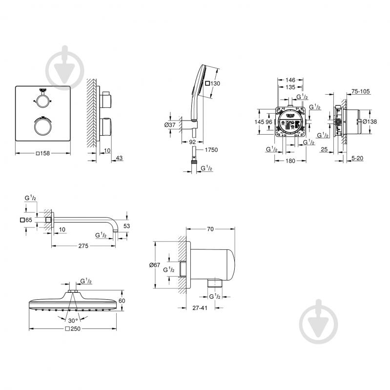 Душова система прихованого монтажу Grohe QuickFix Grohtherm UA26415SC7 - фото 2 Душова система прихованого монтажу Grohe QuickFix Grohtherm UA26415SC7 - фото 2