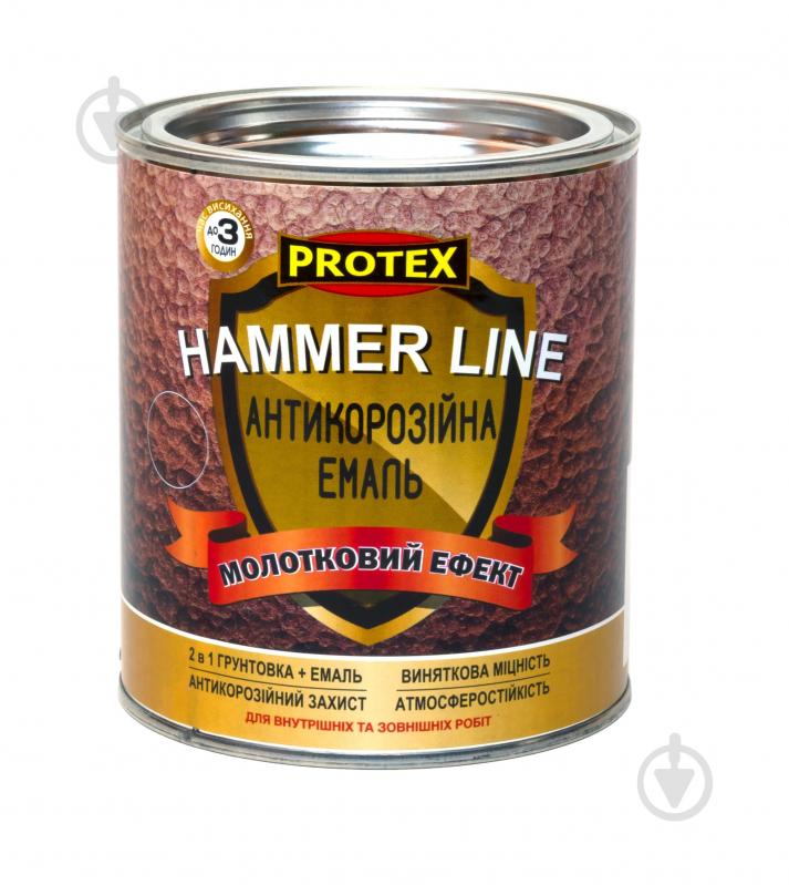 Емаль Protex антикорозійна молоткова Hammer Line темно-коричневий шовковистий глянець 0,7 л 0,75 кг - фото 1