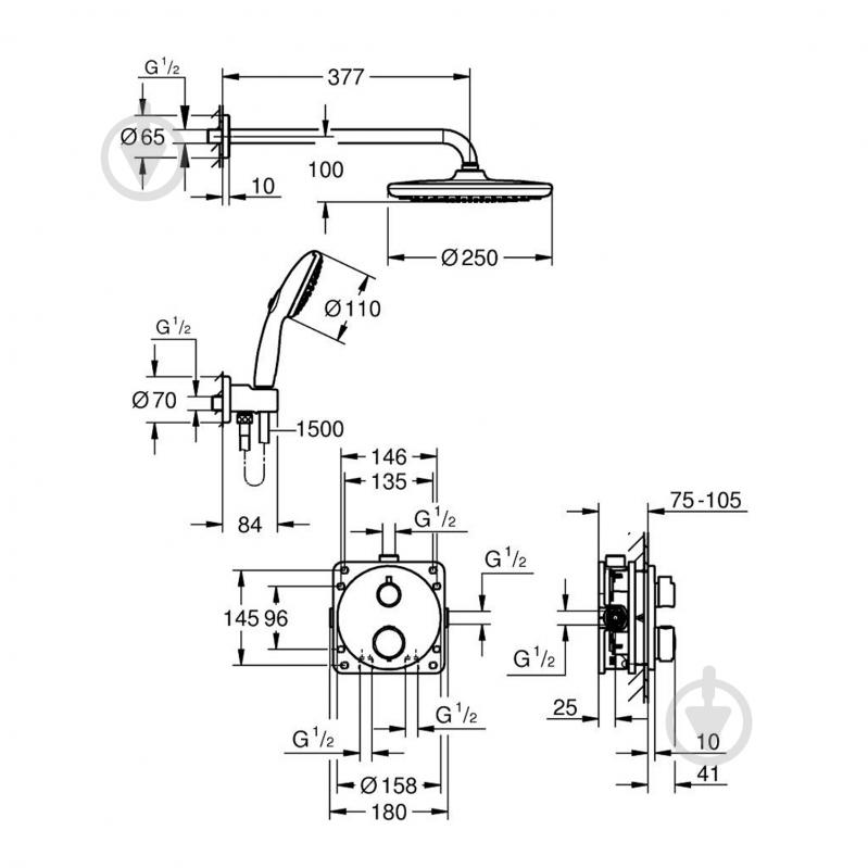 Душевая система Grohe QuickFix Precision з Vitalio Start 250 348832430 - фото 2