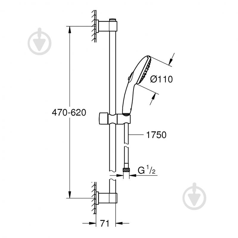 Душевой гарнитур Grohe QuickFix Vitalio Comfort 110 26032001 - фото 5