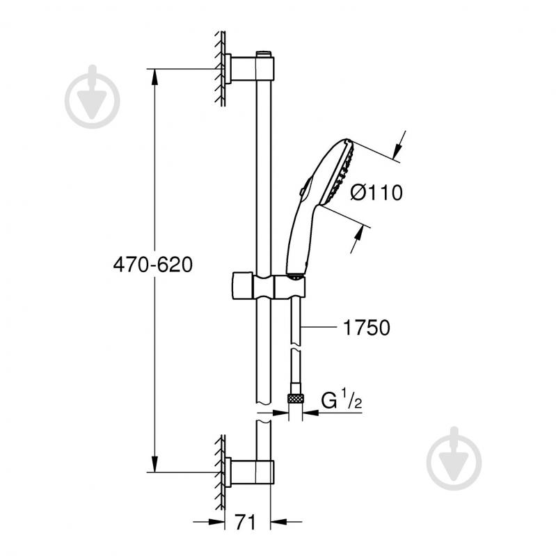 Душевой гарнитур Grohe QuickFix Vitalio Start 110 279482431 - фото 6 Душевой гарнитур Grohe QuickFix Vitalio Start 110 279482431 - фото 6