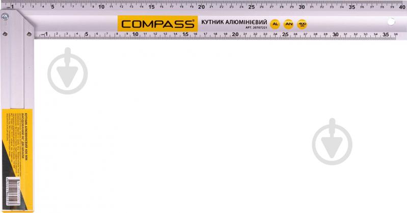 Угольник Compass 400 мм анодированный 90 две шкалы К-400 - фото 2