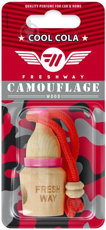 Ароматизатор подвесной FRESHWAY Camouflage Wood Cool Cola (Кока Кола) 94814 - фото 1