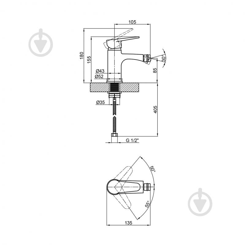Смеситель для биде Kroner KRM Elbe - C020 - фото 2 Смеситель для биде Kroner KRM Elbe - C020 - фото 2