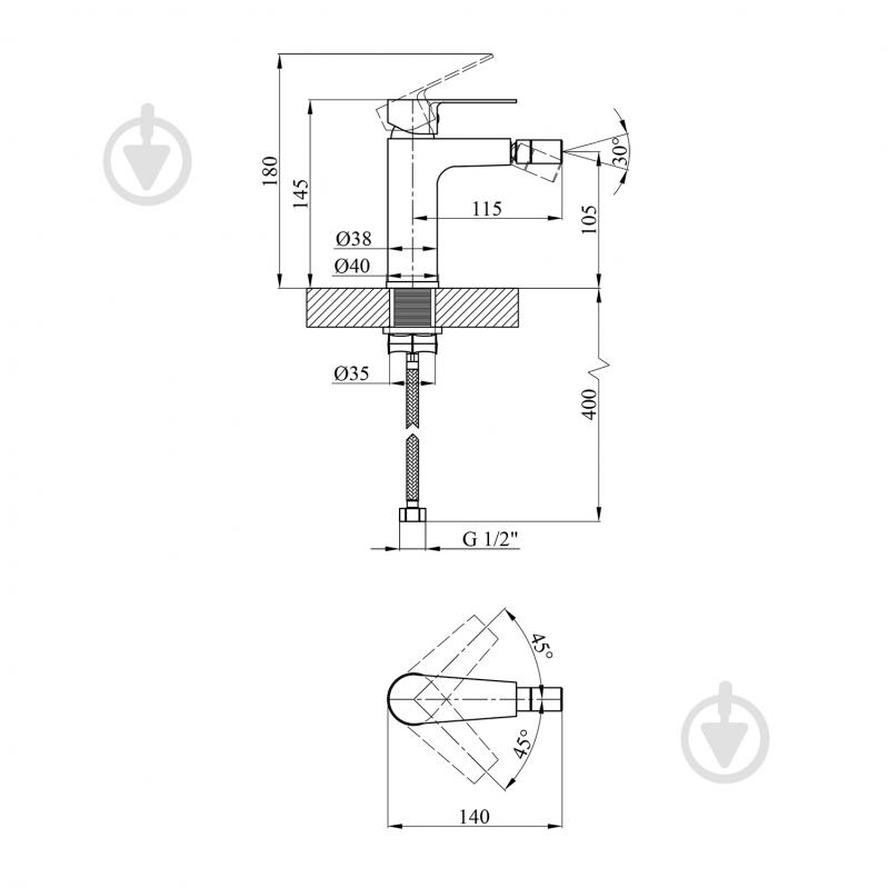 Смеситель для биде Kroner KRP Eifel - C020 - фото 2