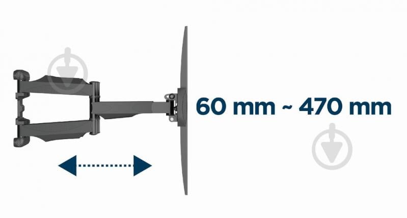 Кронштейн настінний Gembird 32” - 58” (до 37 кг) поворотно-похилі 32"-58" чорний - фото 11