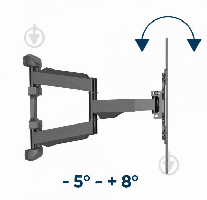 Кронштейн настінний Gembird 32” - 75” (до 45 кг) WM-75ST-01 поворотно-похилі 32"-75" чорний - фото 2