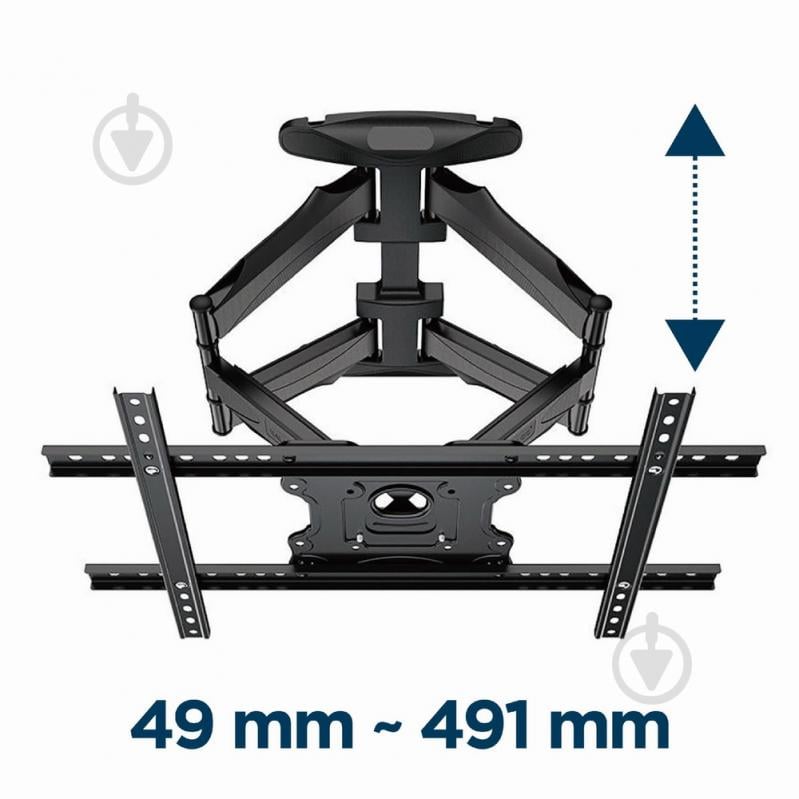 Кронштейн настінний Gembird 32” - 75” (до 45 кг) WM-75ST-01 поворотно-похилі 32"-75" чорний - фото 4