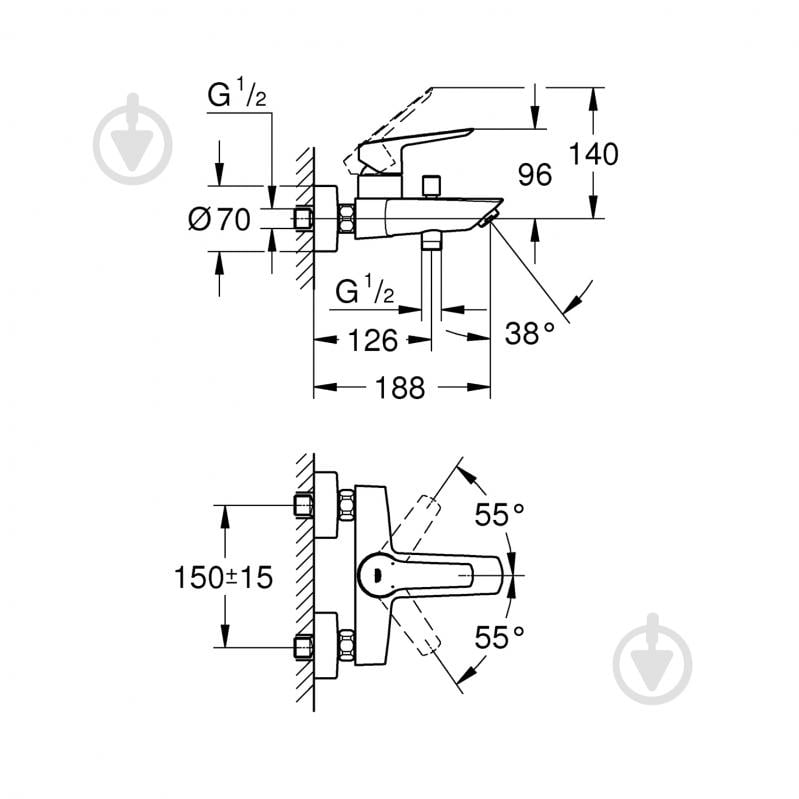 Смеситель для ванны Grohe QuickFix Start 24206002 - фото 2 Смеситель для ванны Grohe QuickFix Start 24206002 - фото 2