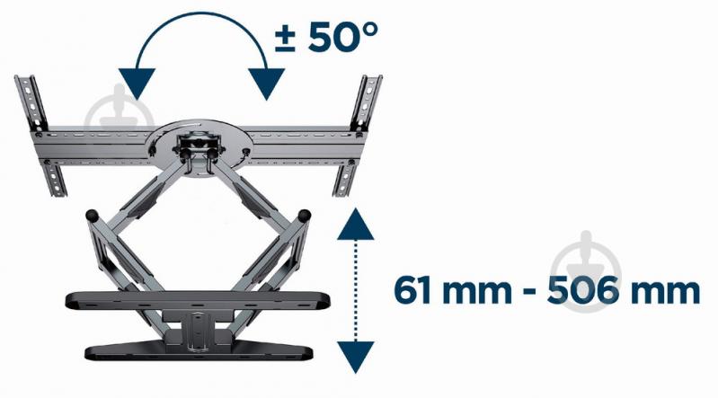 Кронштейн настенный Gembird 40” - 80” (до 50 кг) поворотно-наклонные 40"-80" черный - фото 11
