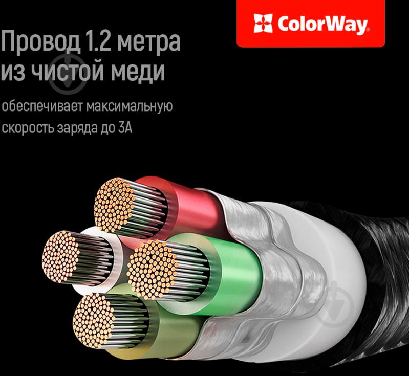 Кабель ColorWay 3в1 (Lightning+MicroUSB+Type-C) 1,2 м чорний (CW-CBU3003-GR) - фото 10