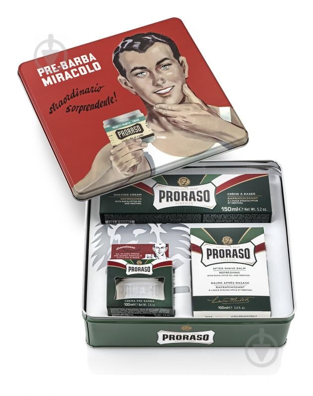 Набір подарунковий для чоловіків Proraso Vintage Selection Gino з екстрактом евкаліпта і ментолом - фото 1