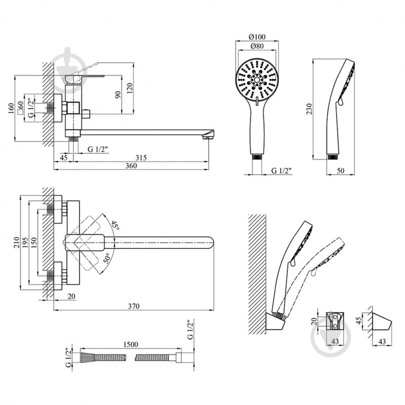 Смеситель для ванны Kroner KRM Ems - C070 - фото 2