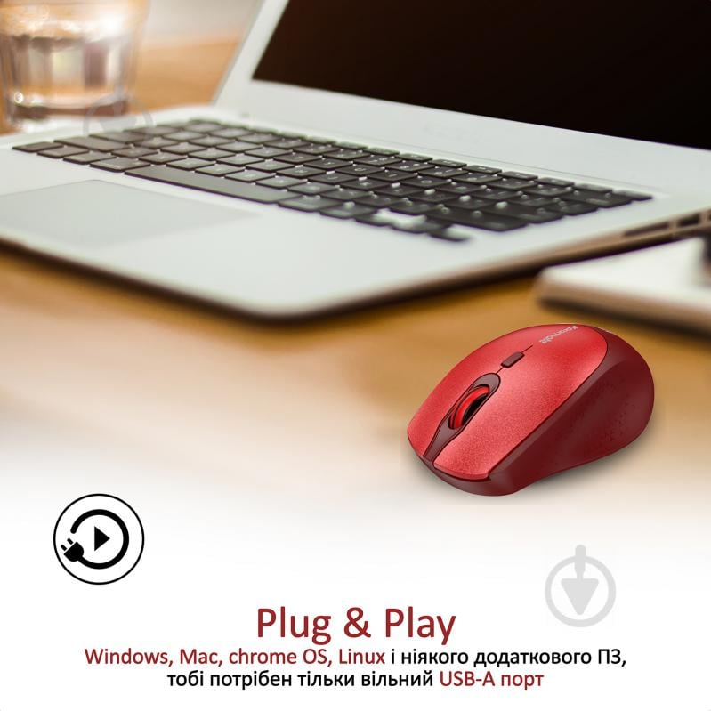 Мышка Promate Clix-5 Wireless Red - фото 7