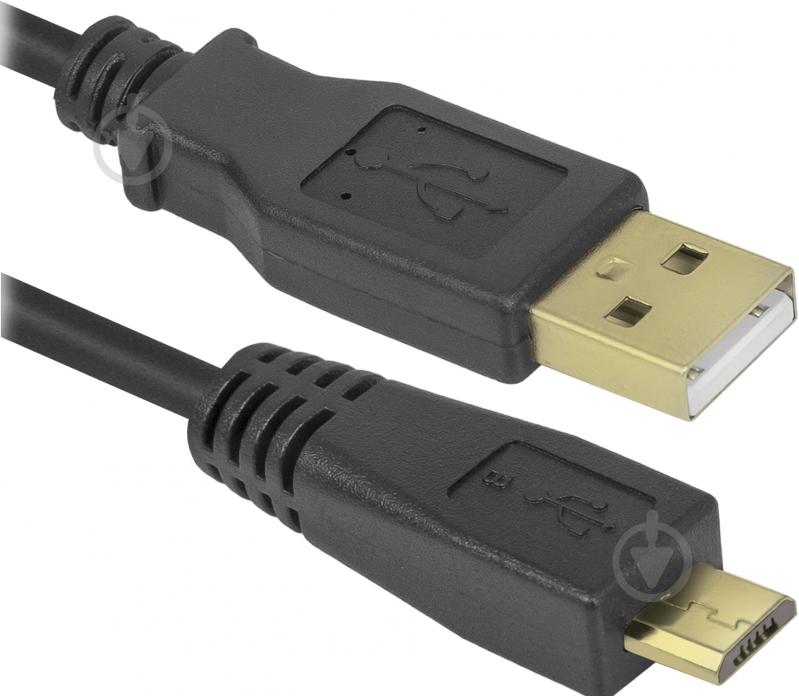 Кабель Defender USB08-06PRO USB 2.0 AM-micro BM черный (87442) - фото 1