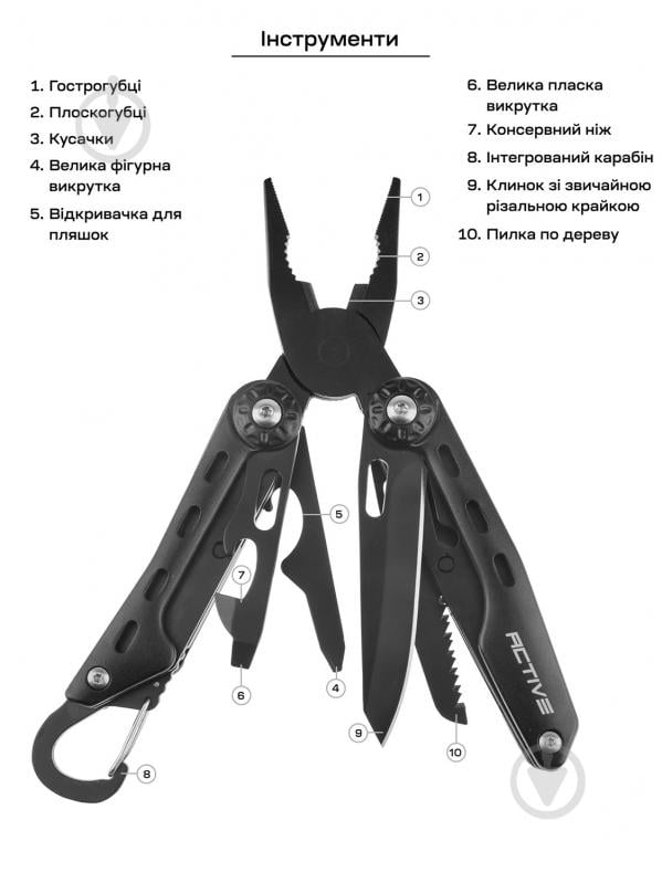 Мультитул ACTIVE Ranger Tool, 9 інструментів 63.02.47 - фото 2