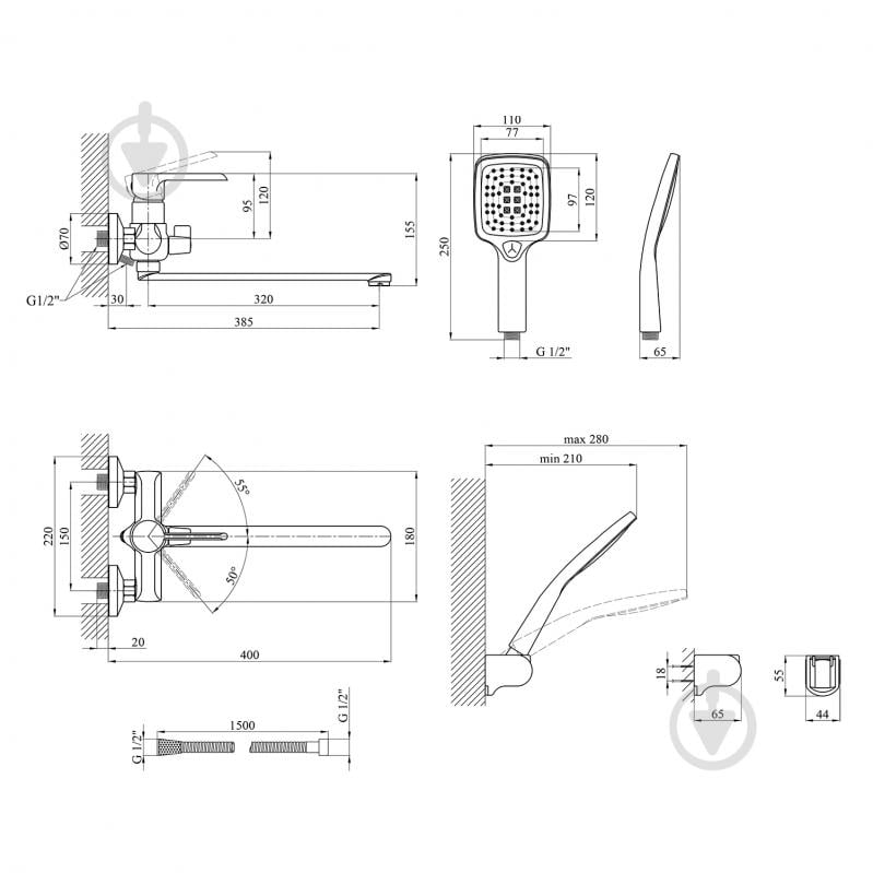 Змішувач для ванни Kroner KRP Essen - C070 - фото 2 Змішувач для ванни Kroner KRP Essen - C070 - фото 2