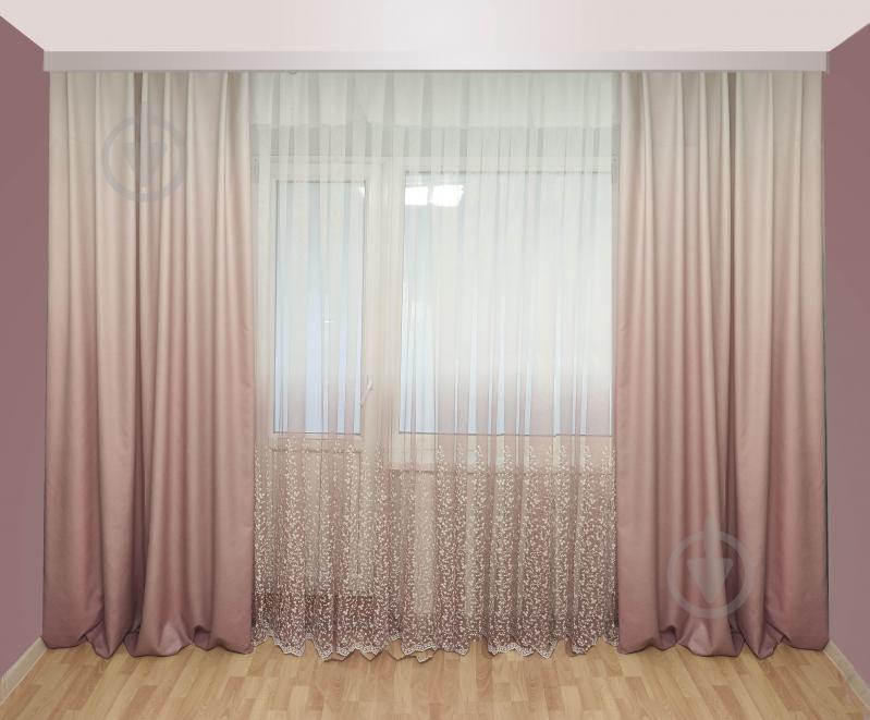 Комплект штор Флора Градиент 150x250 бежевый Декор-ін - фото 1 Комплект штор Флора Градиент 150x250 бежевый Декор-ін - фото 1