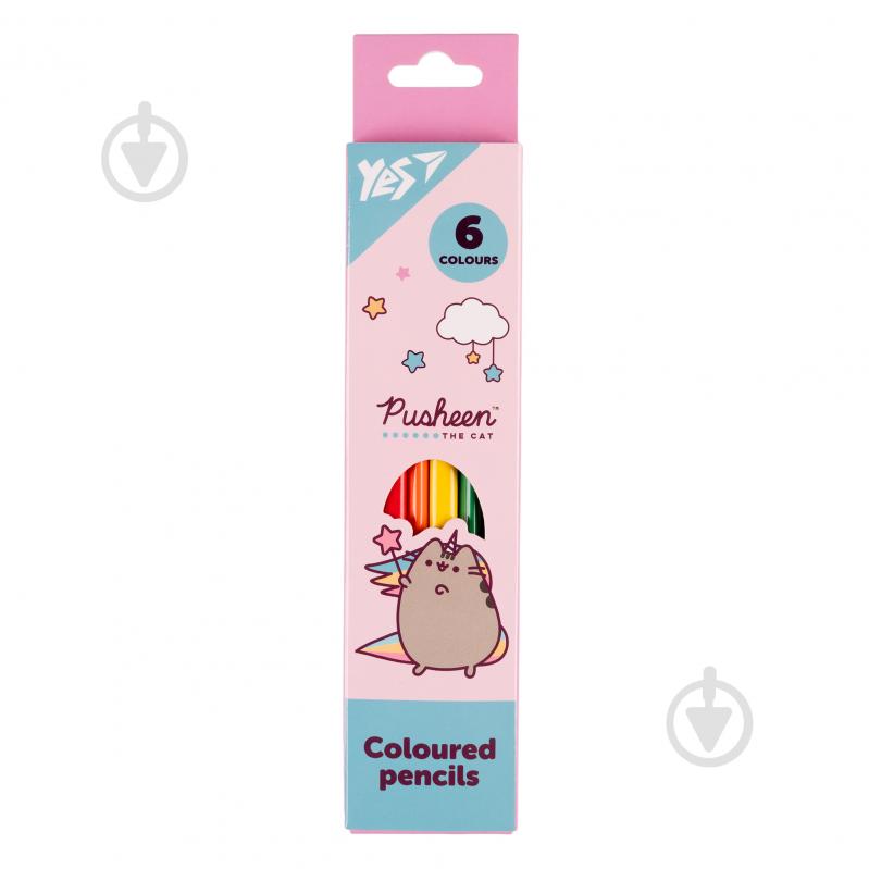 Олівці кольорові 6 кольорів Pusheen рожево-бірюзовий YES - фото 1