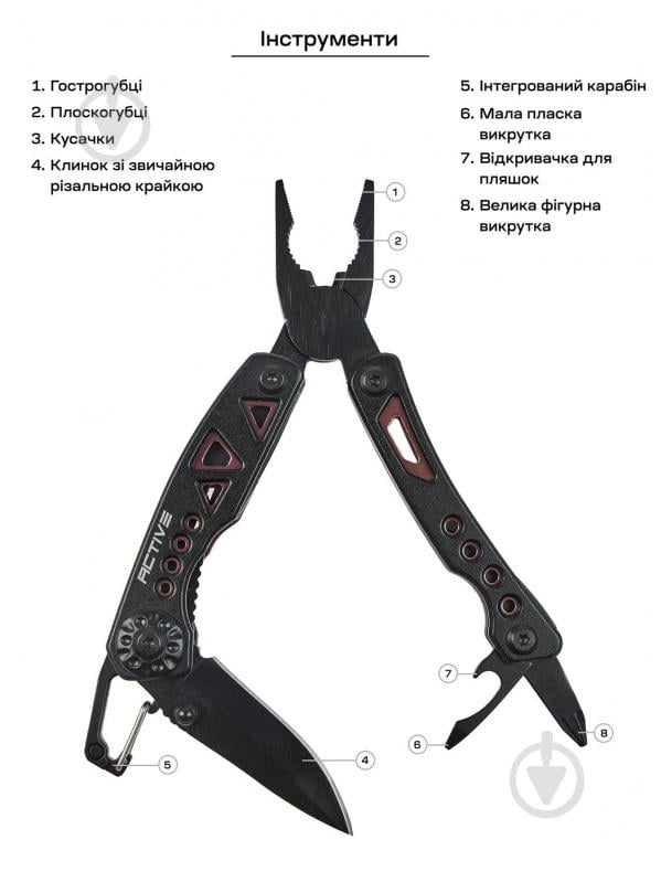 Мультитул ACTIVE Micro Tool, 7 інструментів 63.02.45 - фото 2