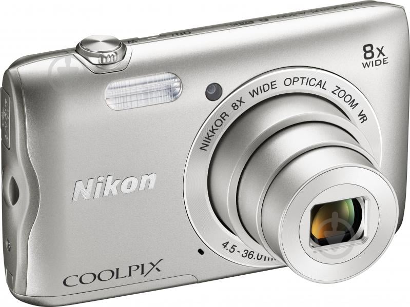 Фотоаппарат Nikon Coolpix A300 silver + карта памяти SD 8ГБ + чехол - фото 4