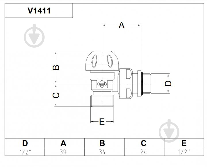 Клапан термостатический Carlo Poletti First Thermo 1/2"х24-19 угловой хром (V141111CB) - фото 2