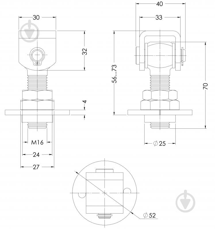 Петля STOREHOUSE SHFE-01.03-01 М16 d16 56мм цинк универсальная 1 шт. - фото 3