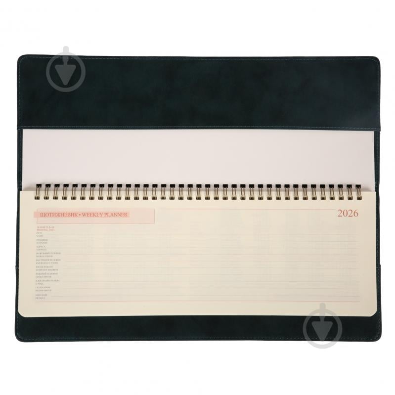 Еженедельник датированный настольный 34х13 см Case Leo Planner A4 2026 252678 зеленый - фото 3