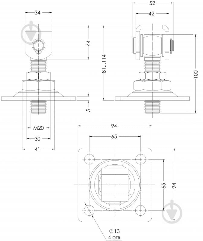 Петля STOREHOUSE с пластиной SHFE-01.04-03 М20 d20 81мм цинк универсальная 1 шт. - фото 3