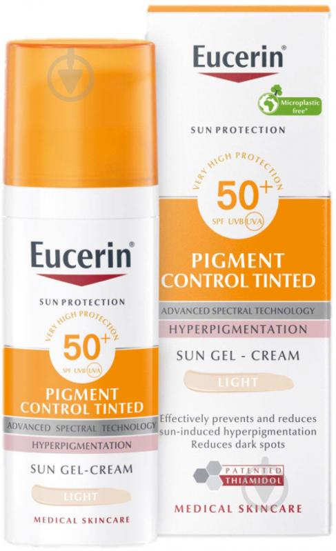 Гель-крем денний Eucerin Pigment Control сонцезахисний проти гіперпігментації тонуючий світлий відтінок SPF50+ 50 мл - фото 1