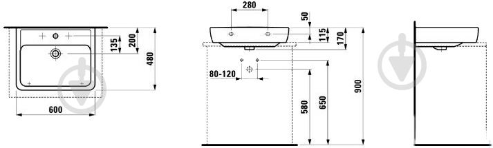 Умивальник Laufen Pro 60 См 1795.2 - фото 2