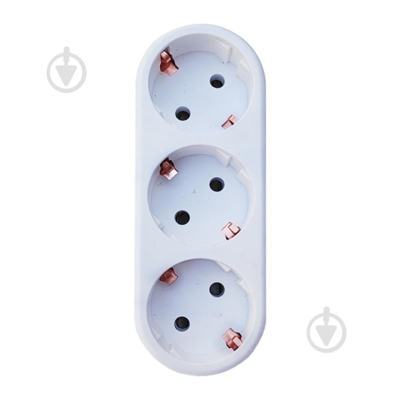 Тройник ElectrO 16A 250В Тип C (евро) - Тип F (евро) с заземлением 3 гн. белый B31G - фото 2 Тройник ElectrO 16A 250В Тип C (евро) - Тип F (евро) с заземлением 3 гн. белый B31G - фото 2