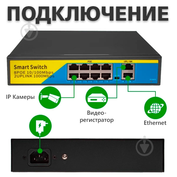Коммутатор GreenVision GV-008-D-08+2PG (LP9444) - фото 3 Коммутатор GreenVision GV-008-D-08+2PG (LP9444) - фото 3