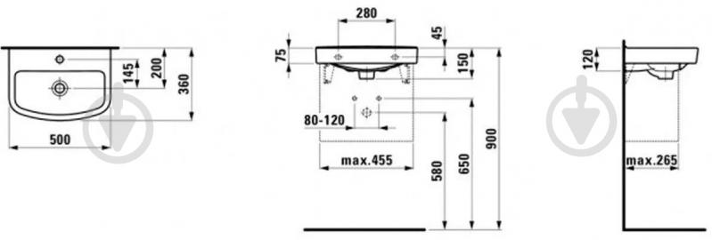 Умывальник Laufen Kompas 50 1015.0 - фото 3 Умывальник Laufen Kompas 50 1015.0 - фото 3