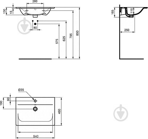 Умывальник Ideal Standard Connect Air 84 E027901 - фото 2