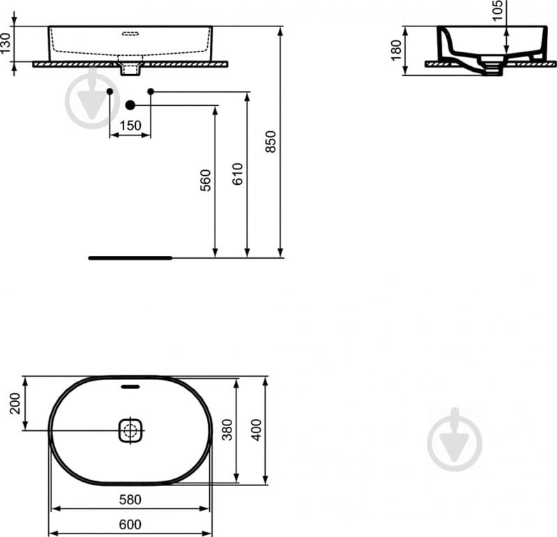 Умывальник Ideal Standard Strada II Oval 60 T360401 - фото 2