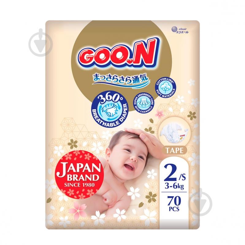 Подгузники Goo.N Premium Soft для детей S 3-6 кг 70 шт. - фото 1