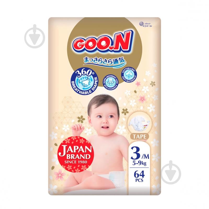 Подгузники Goo.N Premium Soft для детей M 5-9 кг 64 шт. - фото 1