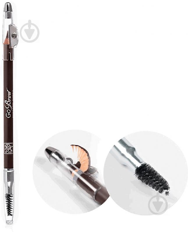 Олівець для брів Kiss Wooden Pencil зі стругачкою Dark Brown 1,2 г - фото 2