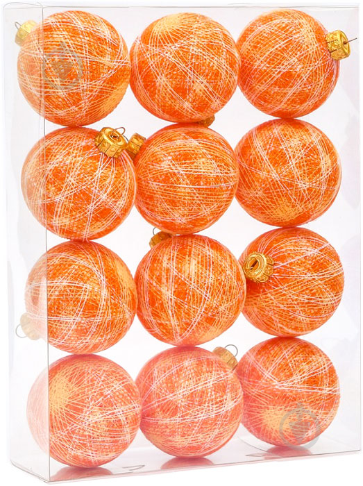 Игрушка на елку Котоновые шарики 12 шт. Mix orange shell d80 мм 8 см 12 шт./уп. - фото 1