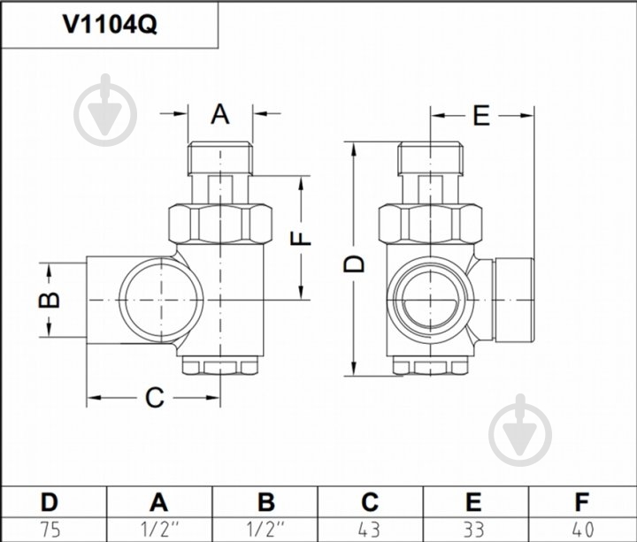 Кран радиаторный Carlo Poletti Combi Corner трехосевой SX (левый) 1/2" хром (V110410BSX) - фото 2