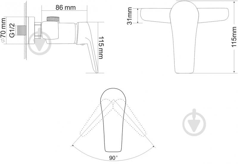 Змішувач для душу RJ Keel RBZ083-5 - фото 2