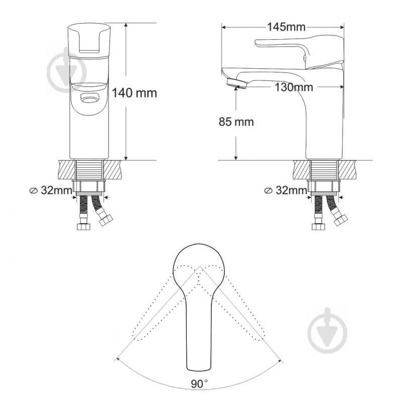 Смеситель для умывальника RJ Luck RBZ080-1W - фото 2