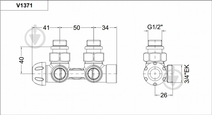 Кран-термостат Carlo Poletti First Piastre кутовий 1/2"x3/4" EK 50 мм хром (V137112CB) - фото 2