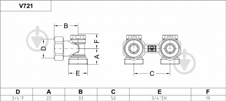 Кран нижнего подключения Carlo Poletti First Piastre угловой 3/4" F x 3/4" EK хром (V72112CB) - фото 2