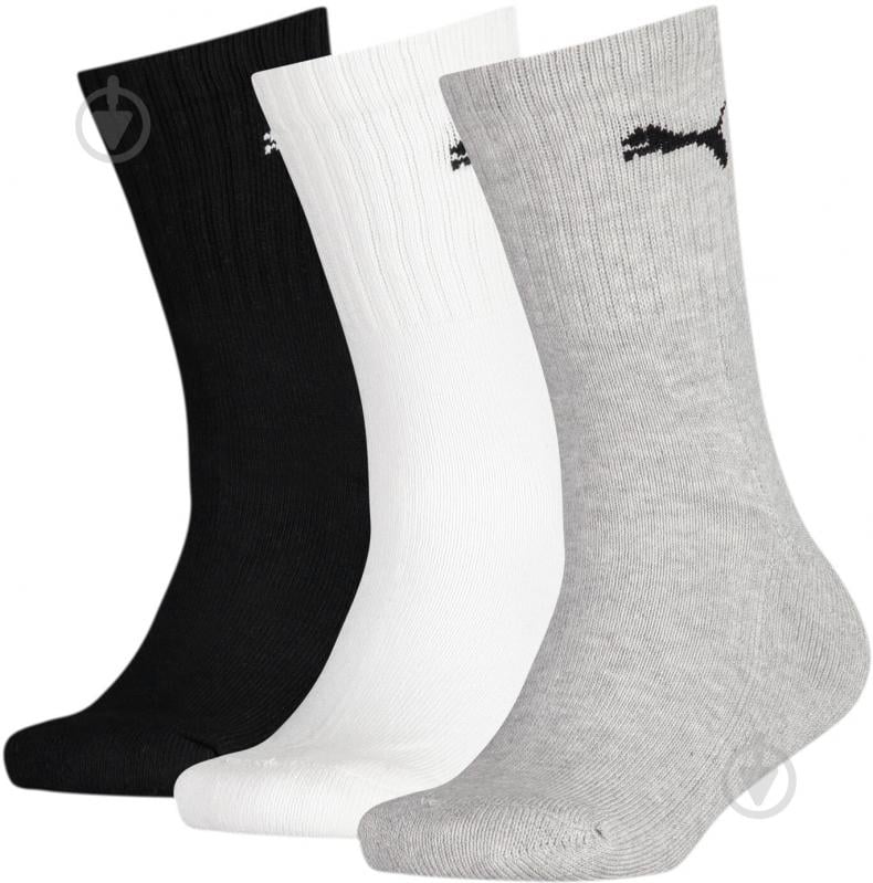 Носки Puma JUNIOR CREW SOCK 3P GREY/WHITE/BLAC 90795803 р.27-30 разноцветный 3 пари шт. - фото 1