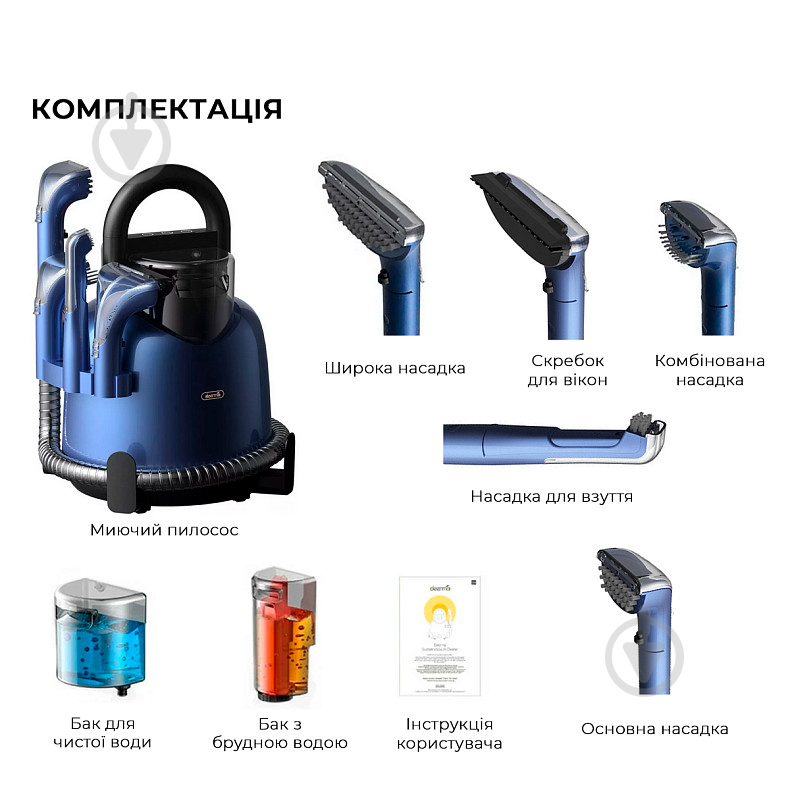 Пылесос моющий Deerma Suction Vacuum Cleaner (DEM-BY200) blue - фото 2