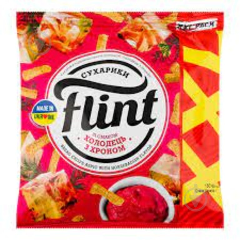 Сухарики Flint пшенично-ржаные Холодец с хреном м/у 150г - фото 1